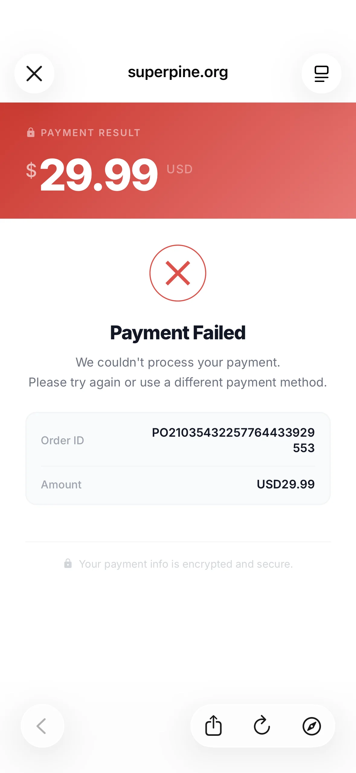 Image 1 of 2 attached to "Payment issue"